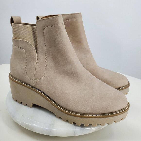 Dolce Vita Rango Nude Tan Wedge Heel Women's Platform Ankle Chelsea Boots 8.5 - Picture 1 of 10